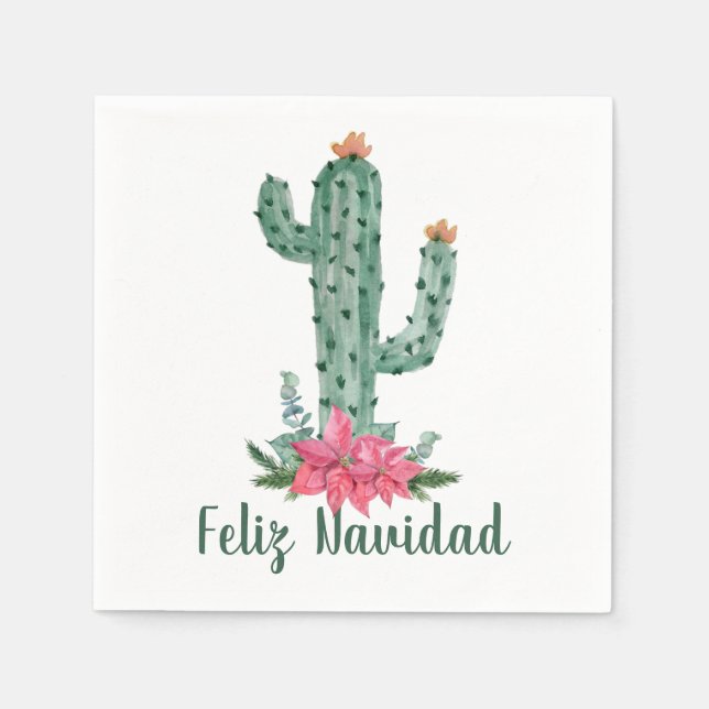 Saguaro jul Cactus Feliz Navidad Pappersservett (Framsidan)