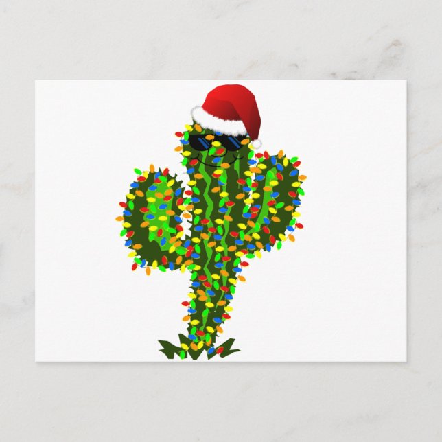 Saguaro jul Ljus Helg Vykort (Framsida)