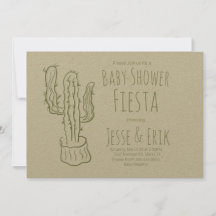 Saguaro Kaktus Handritad Grön Bebis Shower