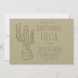 Saguaro Kaktus Handritad Grön Bebis Shower Inbjudningar