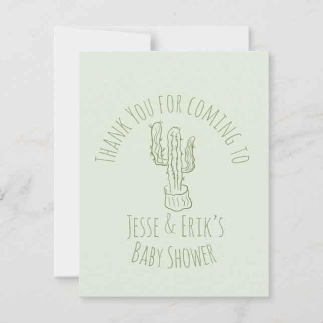 Saguaro Kaktus Handritad Grön Bebis Shower     OSA Kort (Framsida)