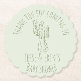 Saguaro Kaktus Handritad Grön Bebis Shower     Underlägg Papper
