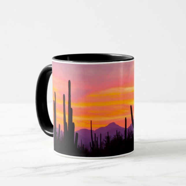 Saguaro-kaktusar skog vid solnedgång mugg (Framsida vänster)