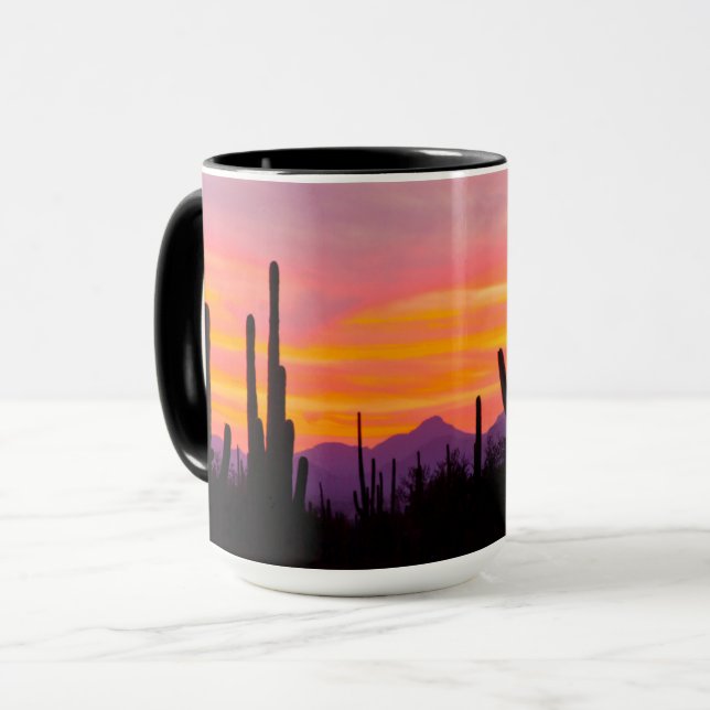 Saguaro-kaktusar skog vid solnedgång mugg (Framsida vänster)