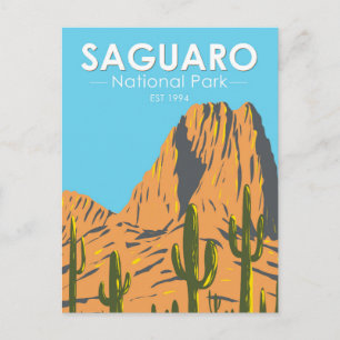 Saguaro National Park Arizona Beehive Peak Retro Vykort