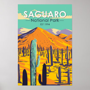 Saguaro National Park Kaktusar På Vår Vintage Poster