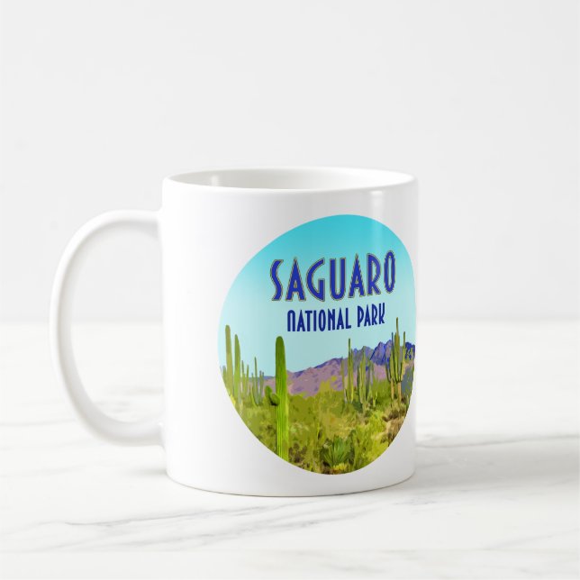 Saguaro nationalpark Arizona Cactus Vintage Kaffemugg (Vänster)
