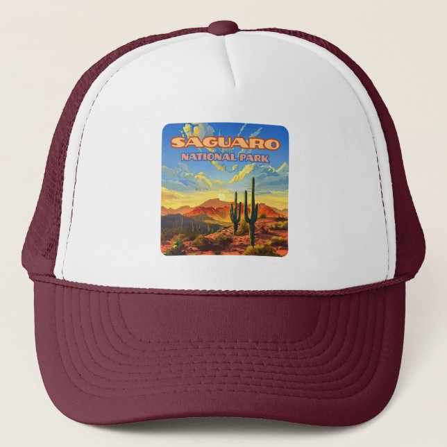 Saguaro nationalpark Arizona Desert Cactus Retro Keps (Framsida)