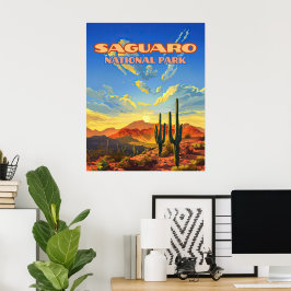 Saguaro nationalpark Arizona Desert Cactus Retro Poster