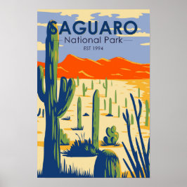 Saguaro nationalpark Arizona jätte kaktus vintage Poster