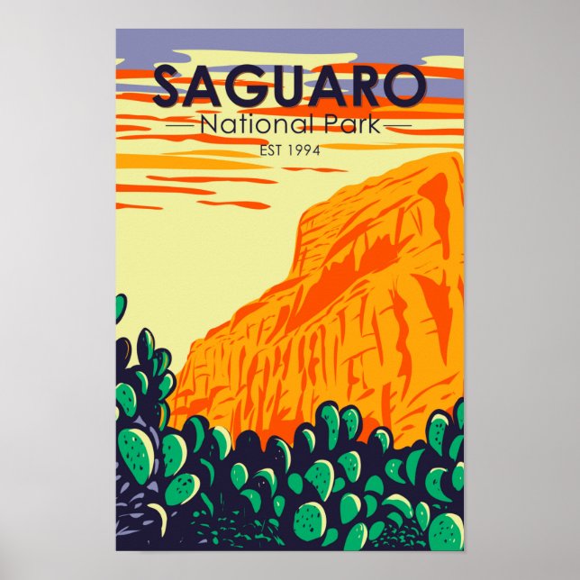 Saguaro nationalpark Arizona Prickly Pear Cactus Poster (Framsidan)