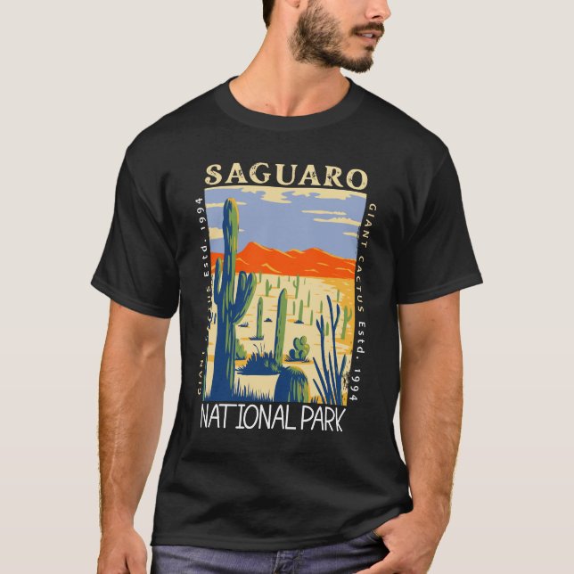 Saguaro nationalpark Arizona Retro Distress T Shirt (Framsida)