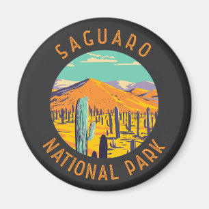 Saguaro nationalpark Cacti Distress Circle Magnet