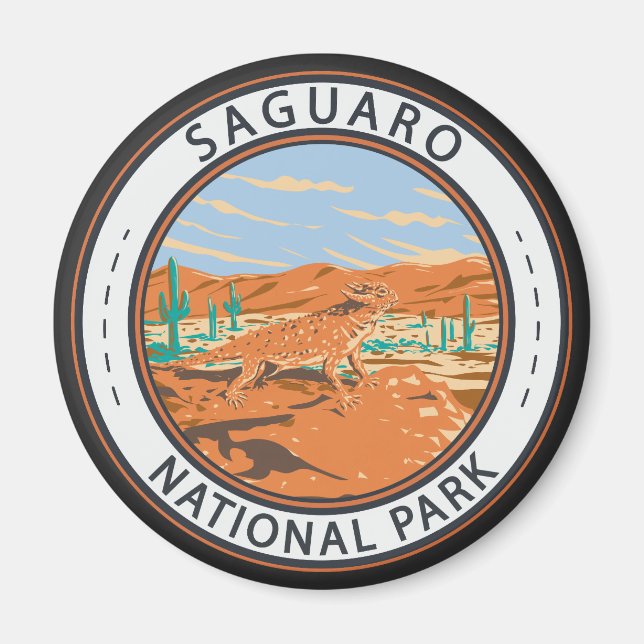 Saguaro nationalpark Horned Lizard Circle Magnet (Framsidan)