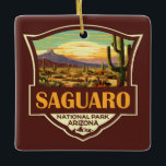 Saguaro nationalpark Illustration Retro Julgransprydnad Keramik<br><div class="desc">Saguaro-vektorgrafikdesign. Parken är känd för den stora saguaro cactus,  som är infödd i sin ökenmiljö.</div>