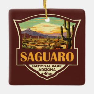 Saguaro nationalpark Illustration Retro Julgransprydnad Keramik