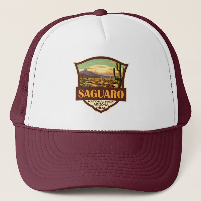 Saguaro nationalpark Illustration Retro Keps (Framsida)