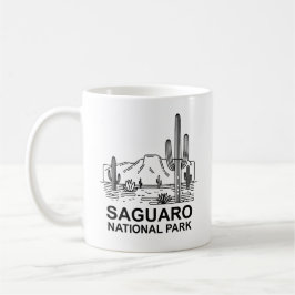 Saguaro nationalpark Minimal Line Art Kaffemugg