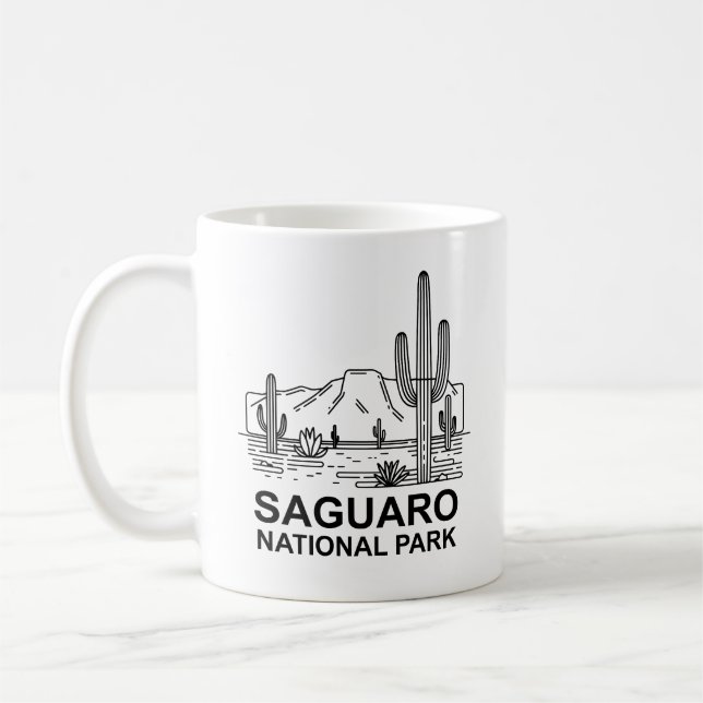 Saguaro nationalpark Minimal Line Art Kaffemugg (Vänster)