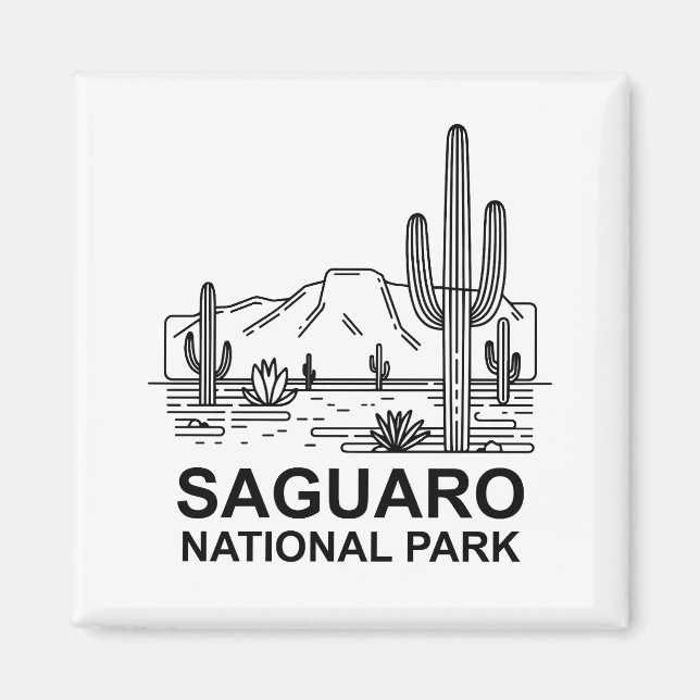 Saguaro nationalpark Minimal Line Art Magnet (Framsidan)