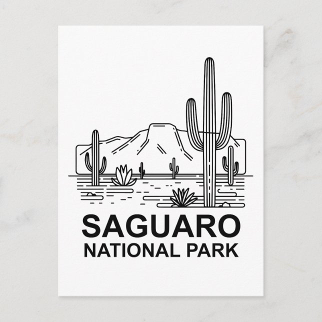 Saguaro nationalpark Minimal Line Art Vykort (Framsida)