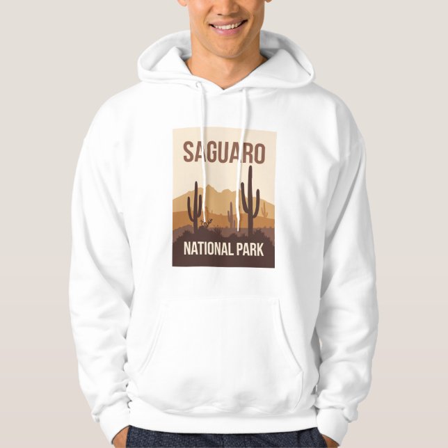 Saguaro nationalpark Minimal Travel Art Hoodie (Framsida)