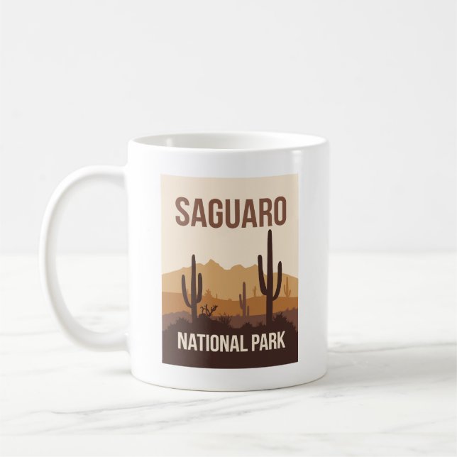 Saguaro nationalpark Minimal Travel Art Kaffemugg (Vänster)