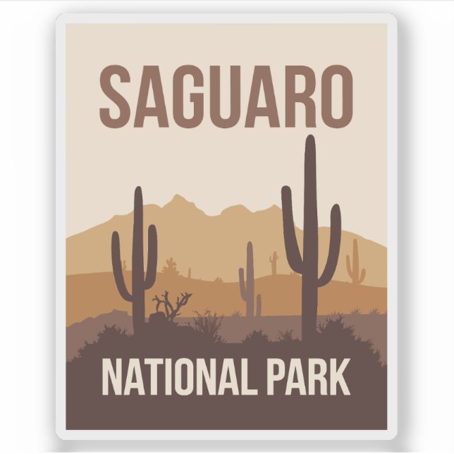 Saguaro nationalpark Minimal Travel Art Klistermärken (Framsida)