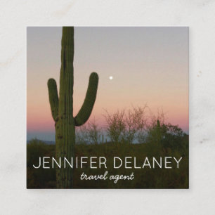 Saguaro Sunset Cactus Nature Photo Travel Fyrkantigt Visitkort