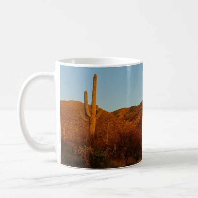 Saguaro Sunset I Arizona Desert liggande Kaffemugg (Vänster)