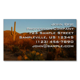 Saguaro Sunset I Arizona Desert liggande Magnetiska Visitkort