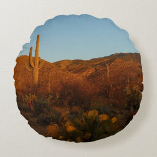 Saguaro Sunset I Arizona Desert liggande Rund Kudde