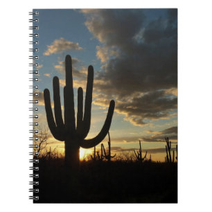 Saguaro Sunset II Arizona Desert liggande Anteckningsbok Med Spiral