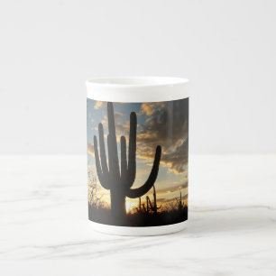 Saguaro Sunset II Arizona Desert liggande Benporslin Mugg