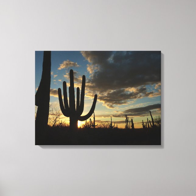 Saguaro Sunset II Arizona Desert liggande Canvastryck (Framsida)