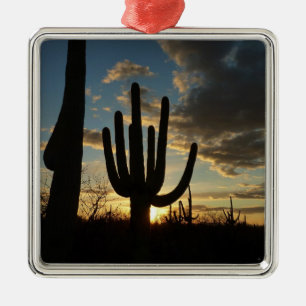 Saguaro Sunset II Arizona Desert liggande Julgransprydnad Metall