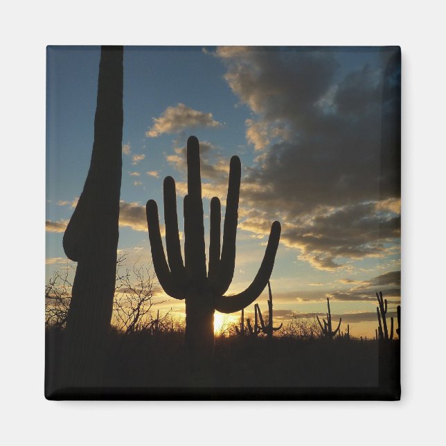 Saguaro Sunset II Arizona Desert liggande Magnet (Framsidan)