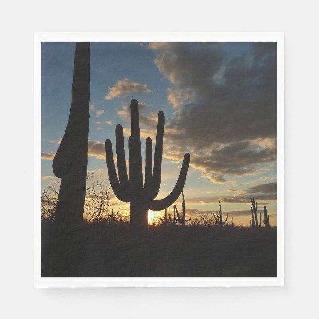 Saguaro Sunset II Arizona Desert liggande Pappersservett (Framsidan)