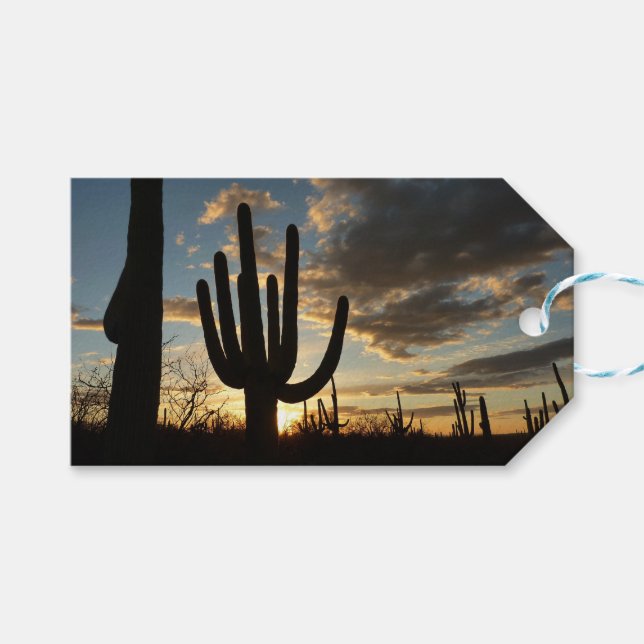 Saguaro Sunset II Arizona Desert liggande Presentetikett (Framsidan (Horisontell))