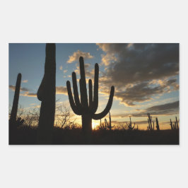 Saguaro Sunset II Arizona Desert liggande Rektangulärt Klistermärke