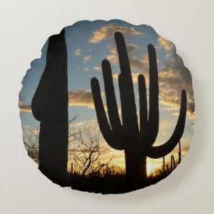 Saguaro Sunset II Arizona Desert liggande Rund Kudde