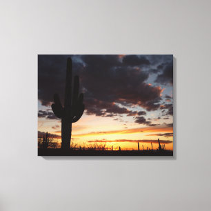 Saguaro Sunset III Arizona Desert liggande Canvastryck