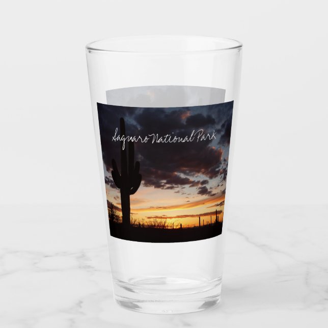 Saguaro Sunset III Arizona Desert liggande Glaskopp (Framsida)