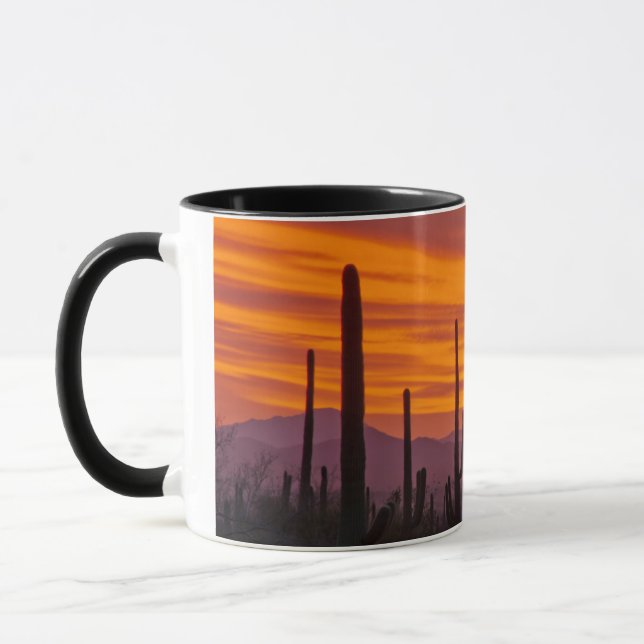 Saguaro, sunset, Saguaros nationalpark Mugg (Vänster)