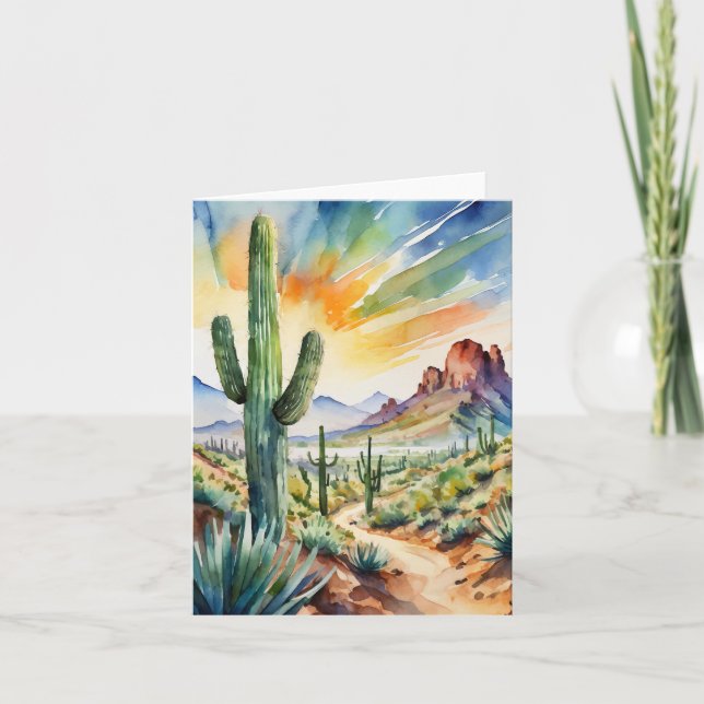 Saguaro Watercolor Stationery Kort (Framsida)