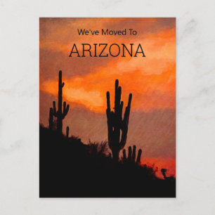 Saguarokaktus Silhuett Arizona Solnedgång Rörelse Meddelande Vykort