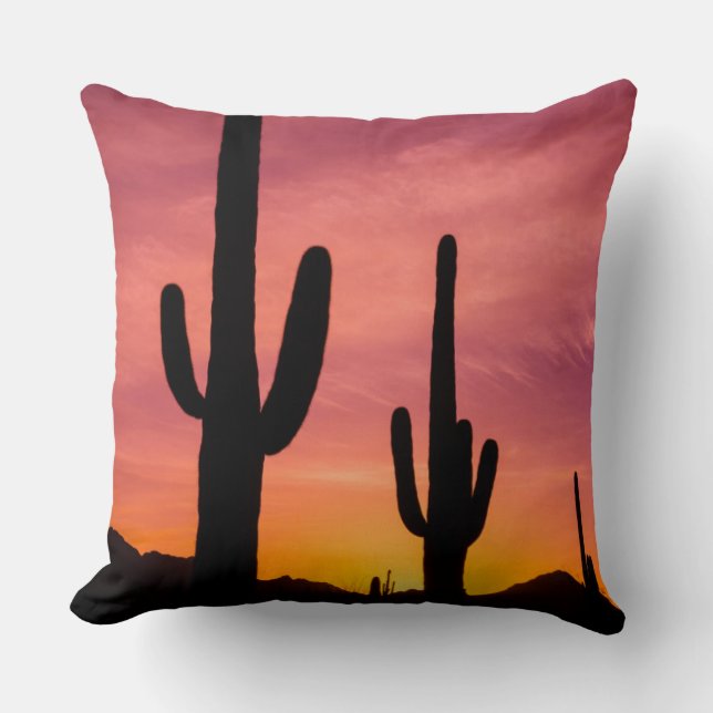 Saguarokaktus vid soluppgång, Arizona Kudde (Framsida)