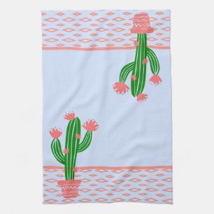 Saguarokaktusen, korallro och tänder - blått kökshandduk