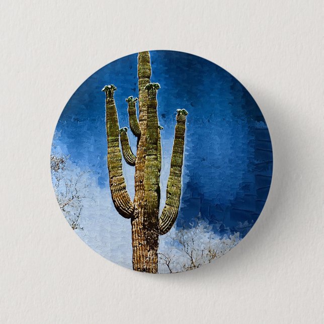 Saguarokaktusmålning Knapp (Framsida)