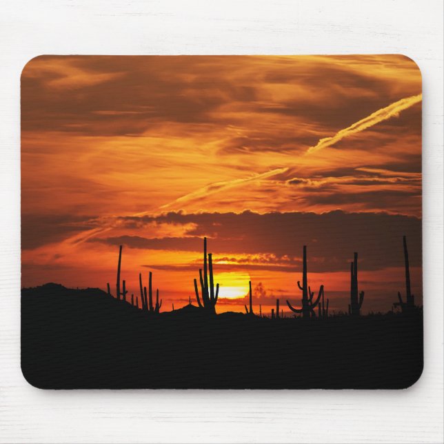 Saguaros i solnedgång musmatta (Framsidan)